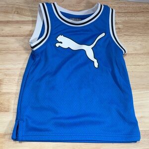 Puma Blue Mesh Tank with White Puma Jump Logo